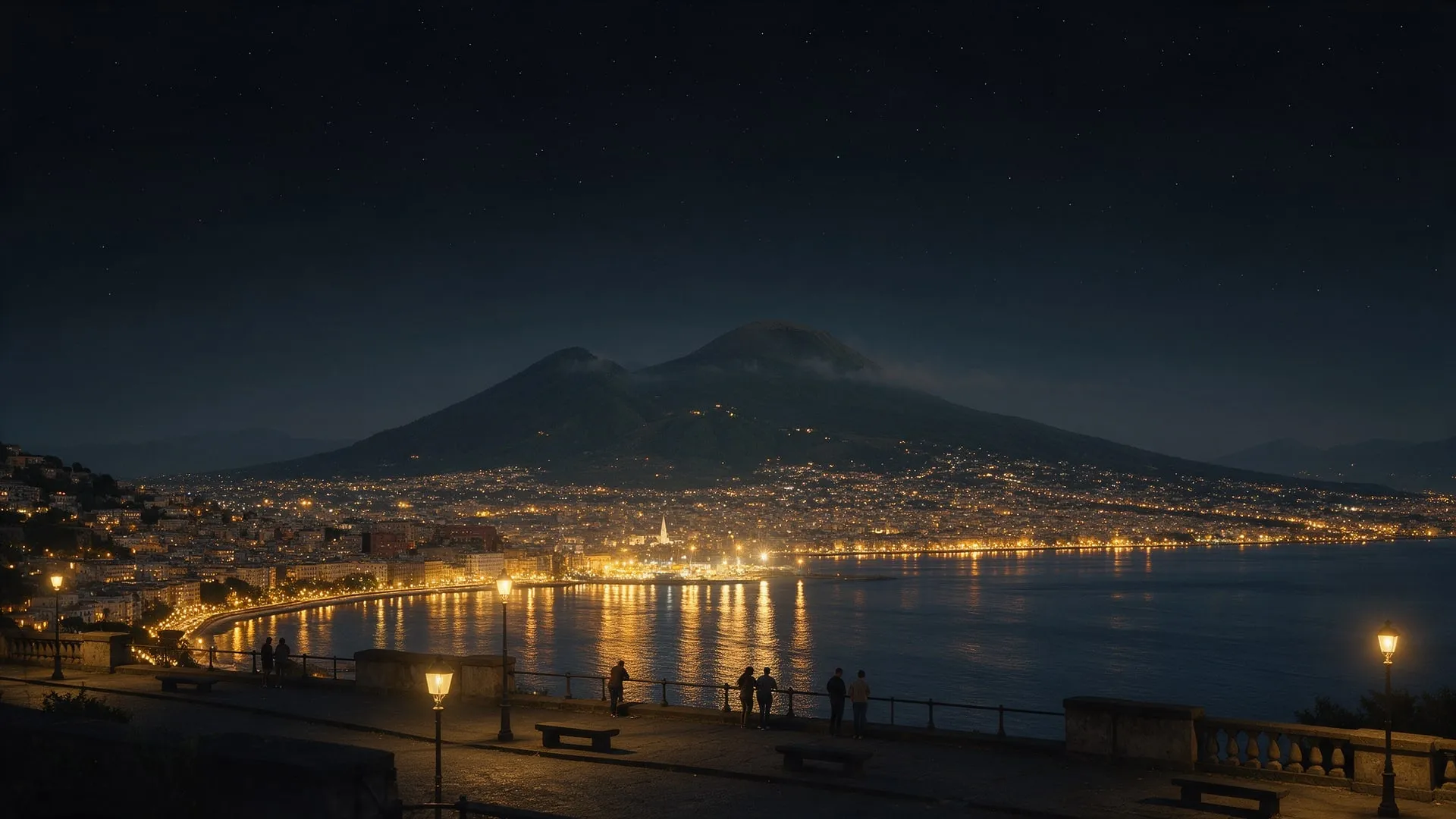 Il golfo di Napoli con il Vesuvio sullo sfondo